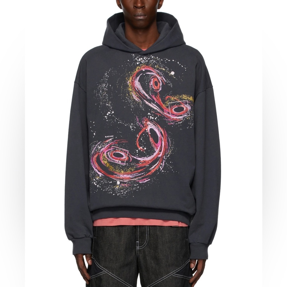 Acne Studios Black Hole Hoodie Galaxy Print Front French terry hooded sweatshirt - Picture 4 of 13